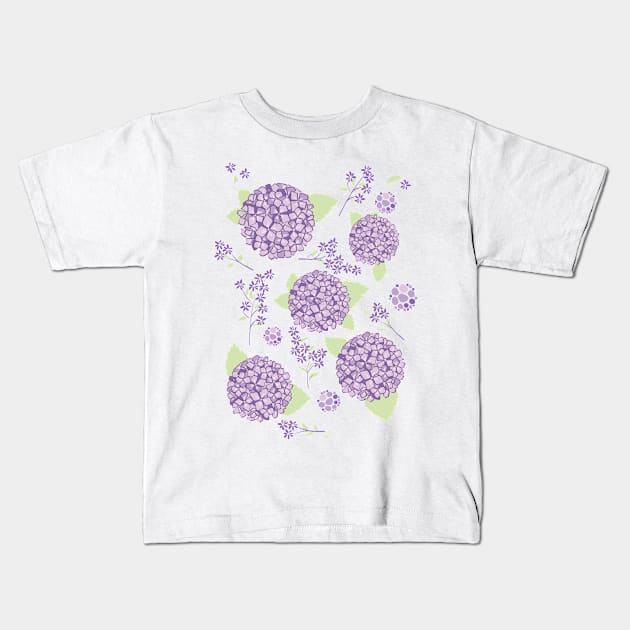 Lilac hydrangeas Kids T-Shirt by RebecaZum